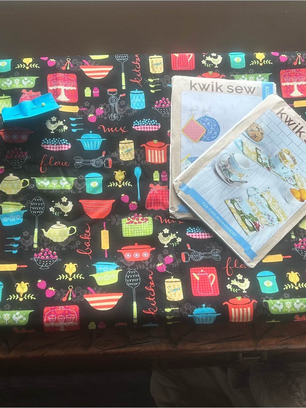 Joann Fabric Mix It Up Black Kitchen Print Fabric with /Patterns